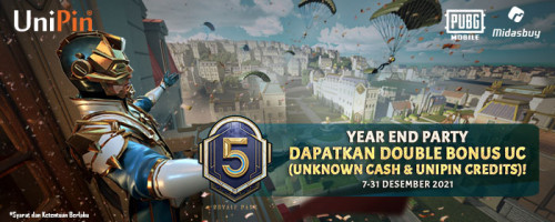 Year end party! Dapatkan double bonus UC (Uknown Cash & UniPin Credits)!